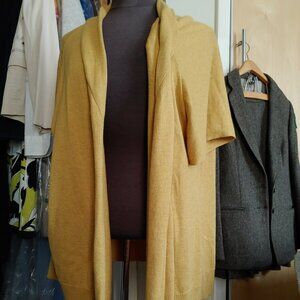 Eileen Fisher 100% Organic Cotton Open Front Sleeveless Cardigan Vest Sweater